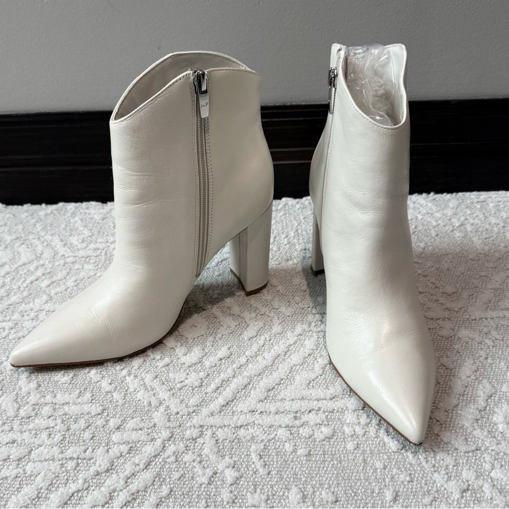 Marc Fisher White Leather Heeled Boots
